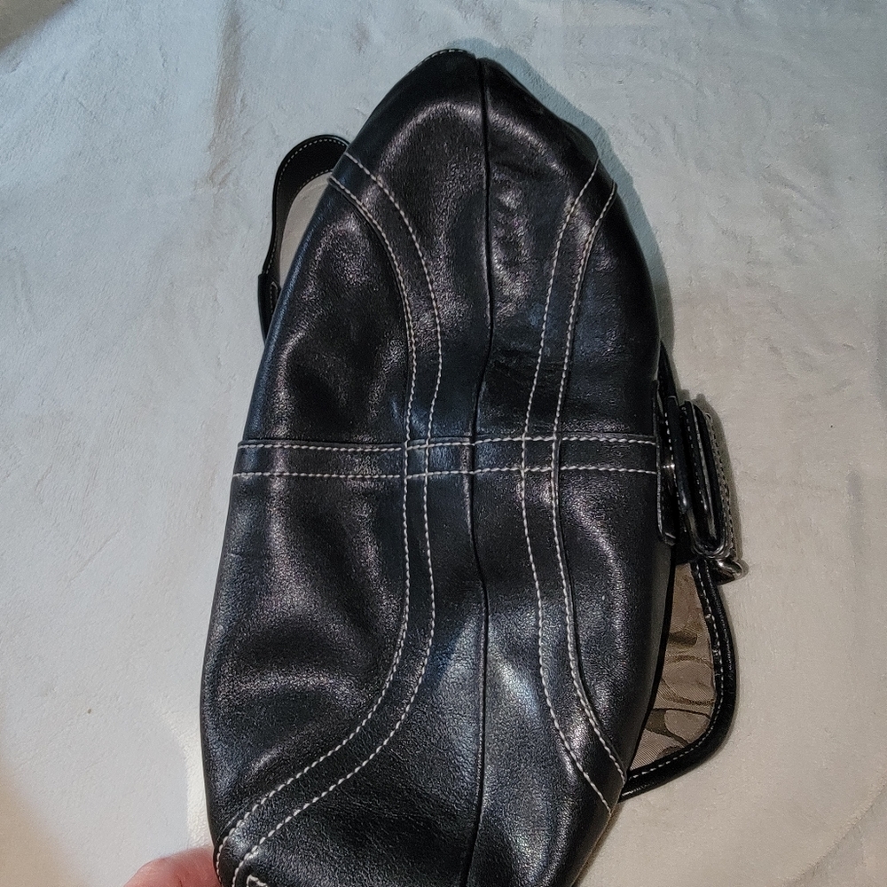 Coach Vintage Soho Black Leather Flap Buckle Medium Bag 06 Y2K 9248 Hobo Purse - Picture 7 of 16